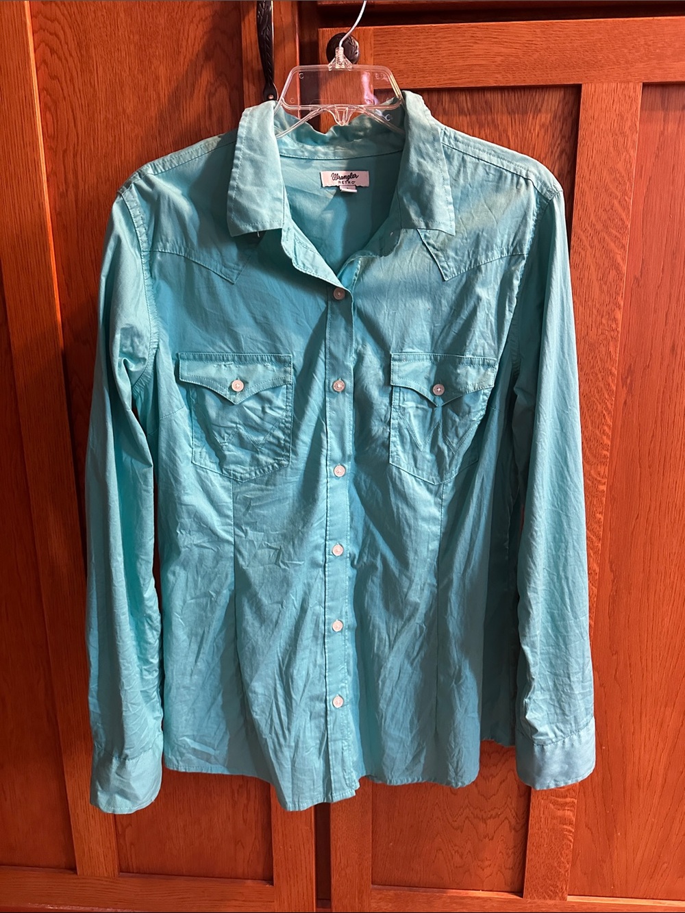 Wrangler Turquoise Western-Style Button-Down Shirt
